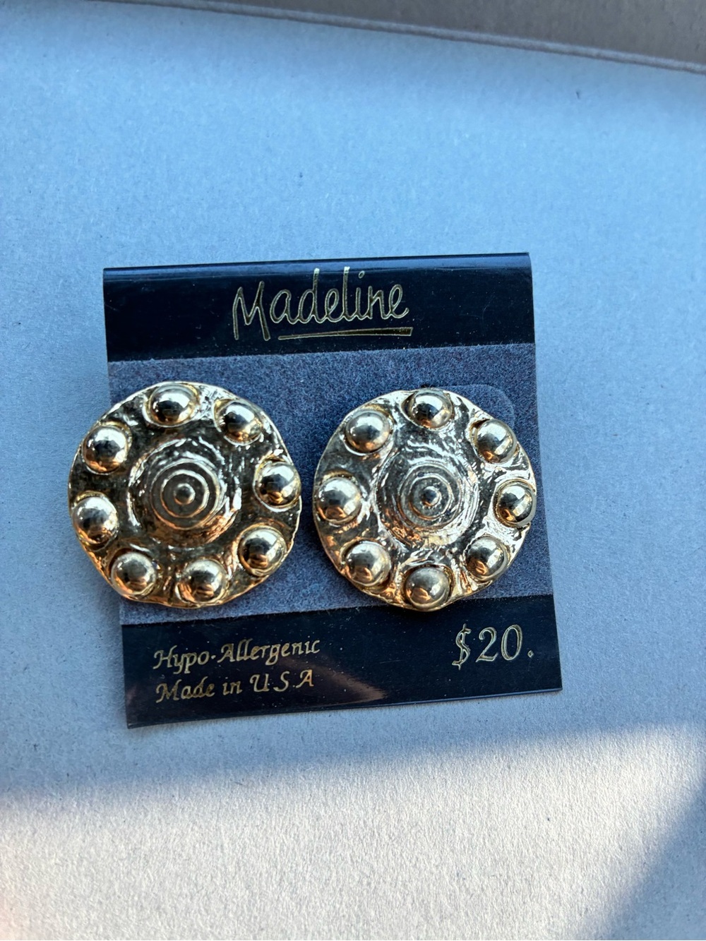 Madeline Gold Textured Round Stud Earrings